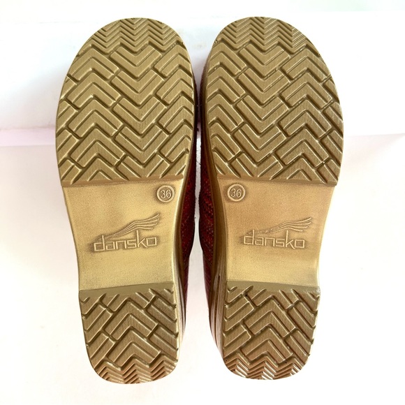 DANSKO PROFESSIONAL RED/PINK TEXTURED MULTICOLOR FABRIC CLOG Sz 6US/ 36EU - Picture 14 of 15